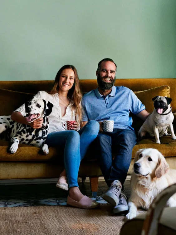 Ściana w salonie pomalowana odcieniem Sage z kolekcji Beckers Designer Colour