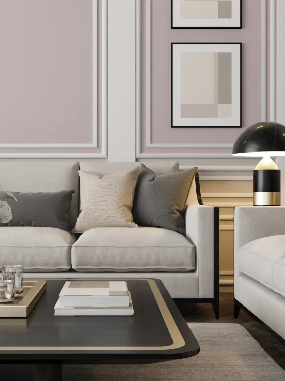 Ściana pomalowana kolorami Unique Beige i Classic White