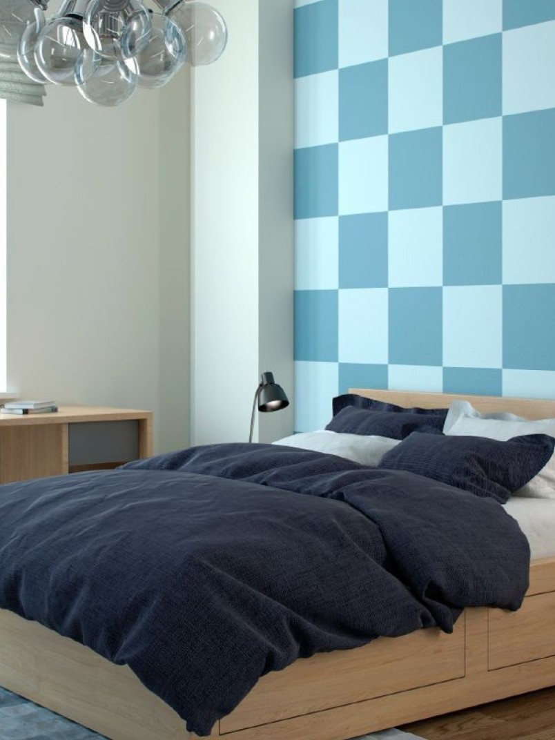 ściana w salonie pomalowana odcieniami Oyster i Harmony z kolekcji Beckers Väggfärg Colour
