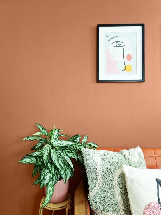 Ściana pomalowana odcieniem Ruddy z kolekcji farb Beckers Designer Collection