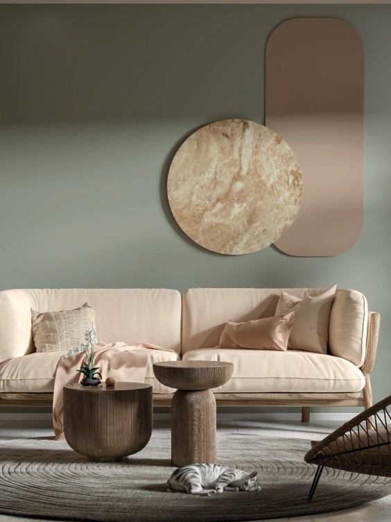 Ściana pomalowana kolorem Healing Grey