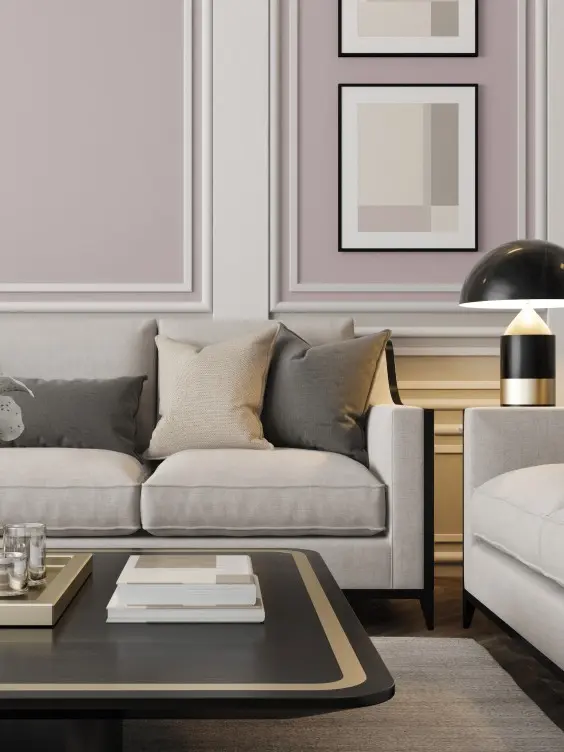 Ściana pomalowana kolorami Unique Beige i Classic White
