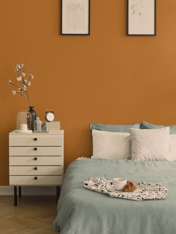 Ściana pomalowana odcieniem Burnt Orange
