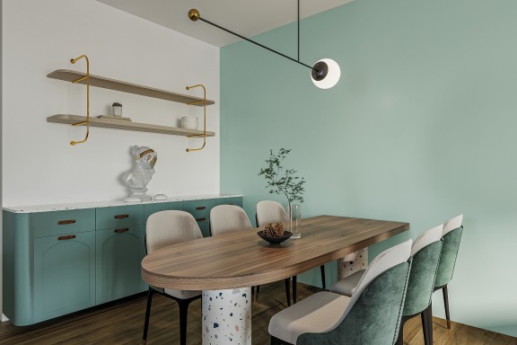 Ściana pomalowana kolorem Pastel Mint