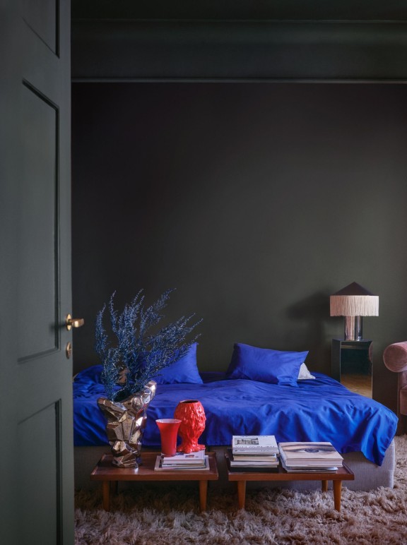 bedroom in dark colour