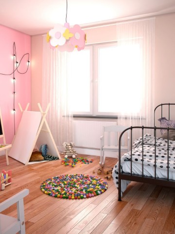 Sypialnia w kolorach różu dla dziewczynki