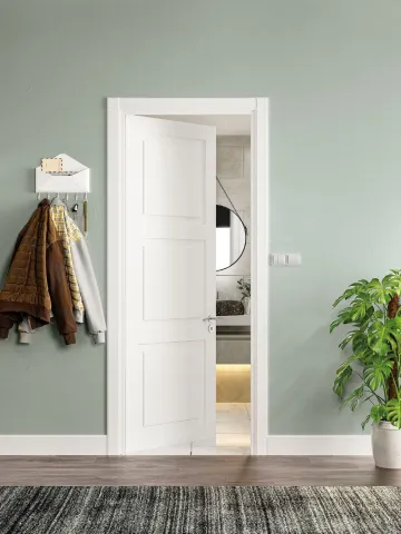 Przedpokój pomalowany kolorem Healing Grey