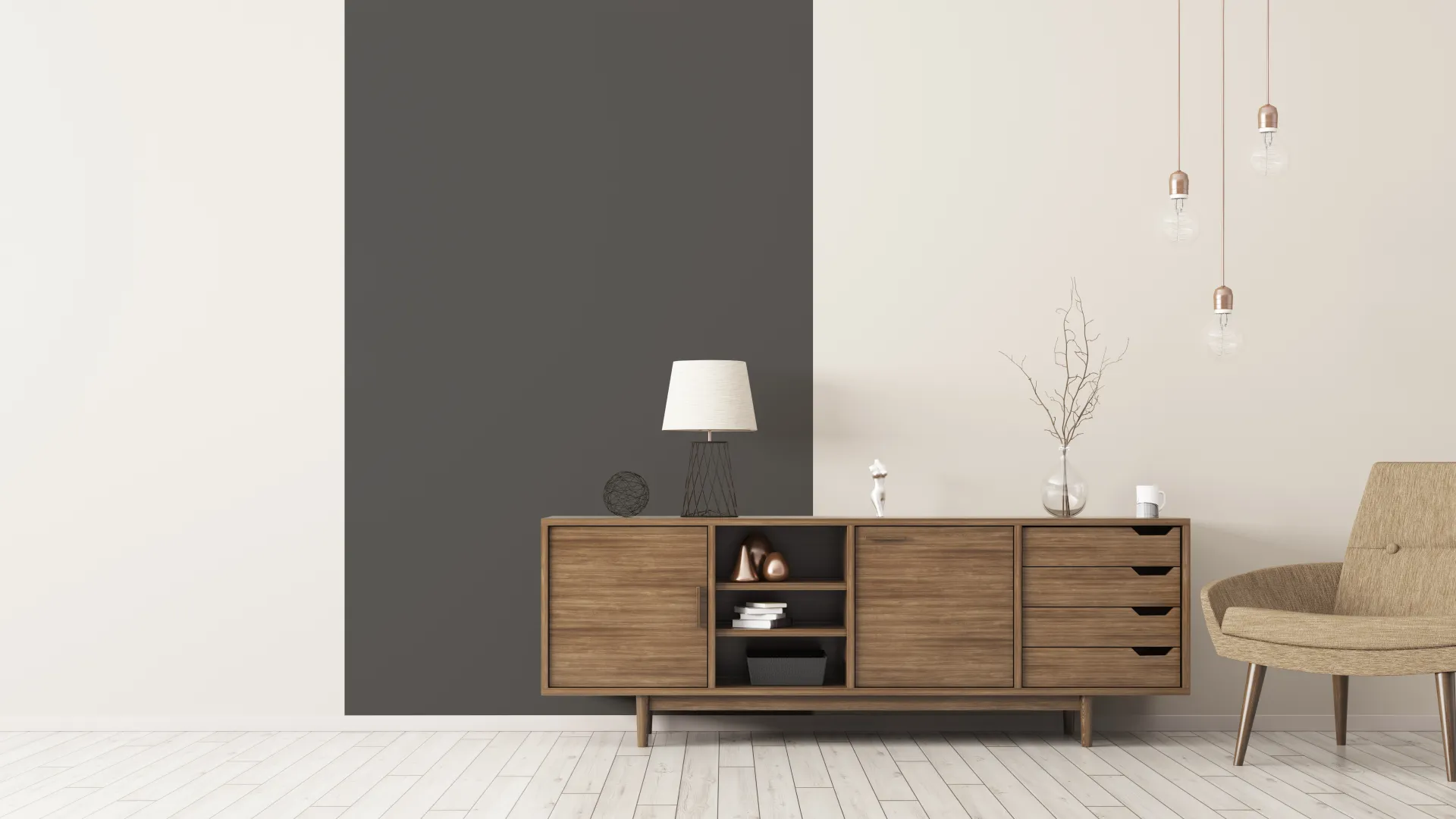 Propozycja koloru ścian w dwóch tonacjach ciemnej i jasnej