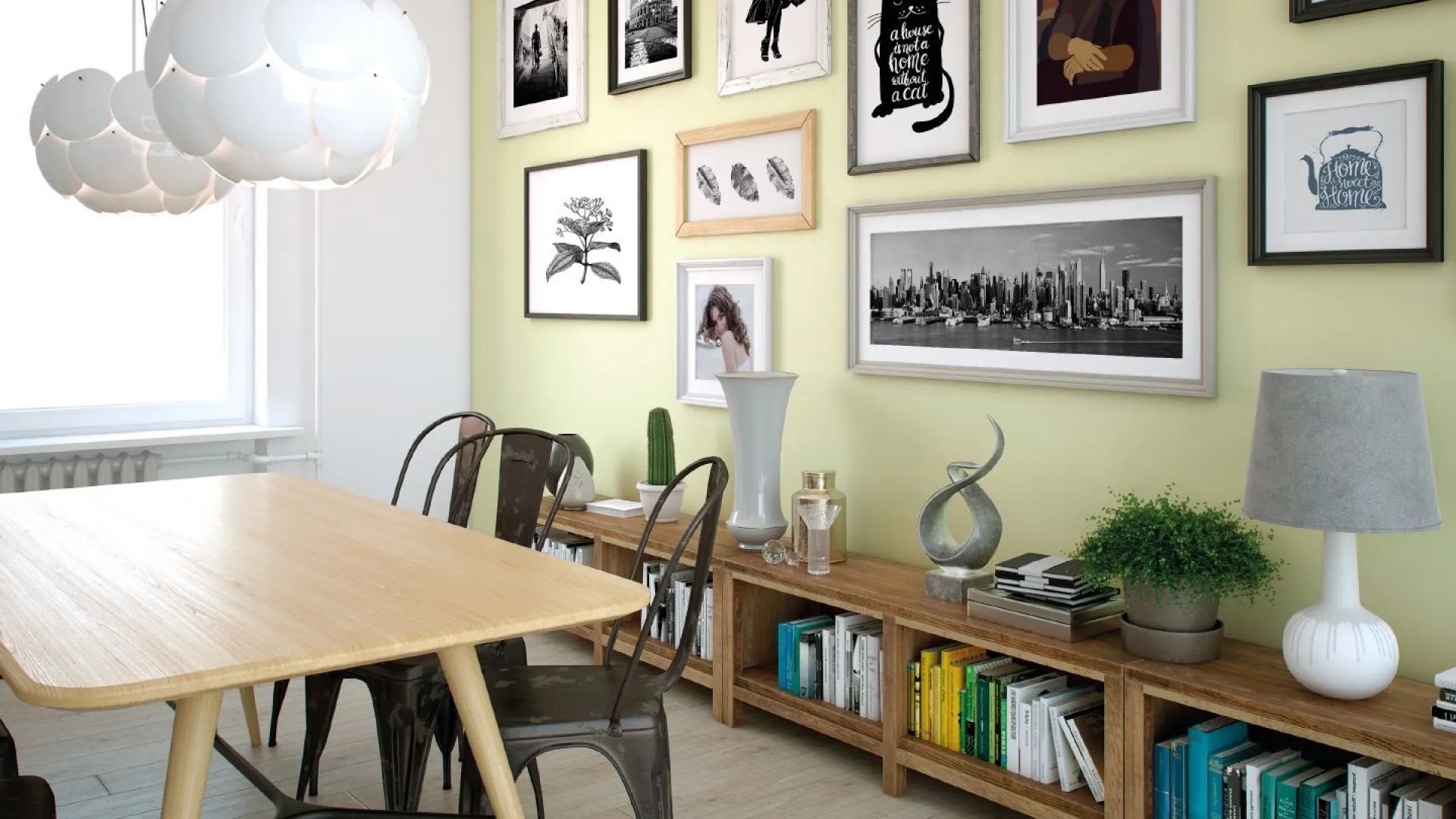 Delikatnie białe kolory do jadalni