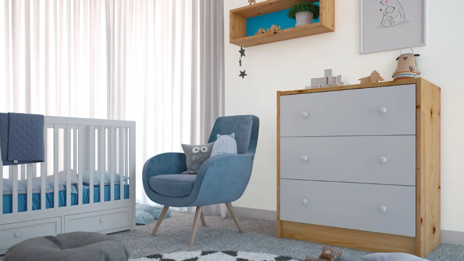 Błękitne farby do pokoju dziecięcego 