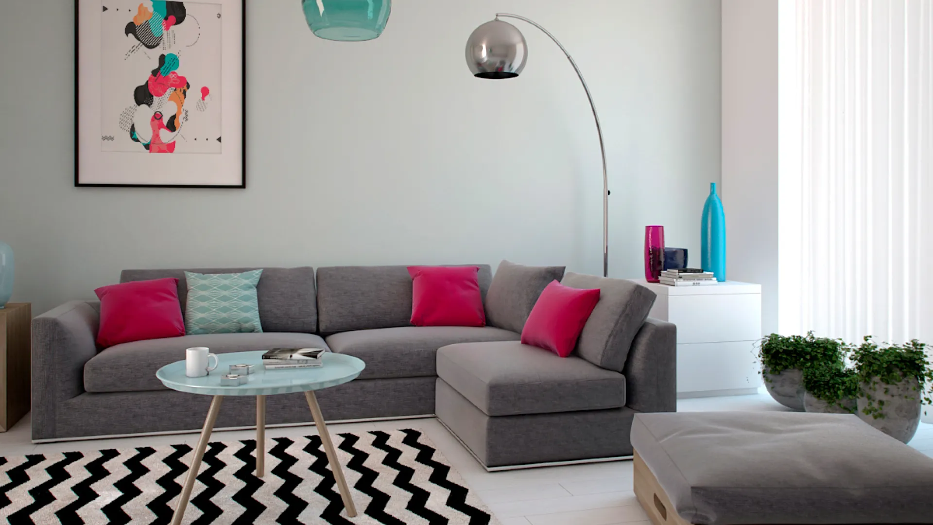 Jasny skandynawski salon