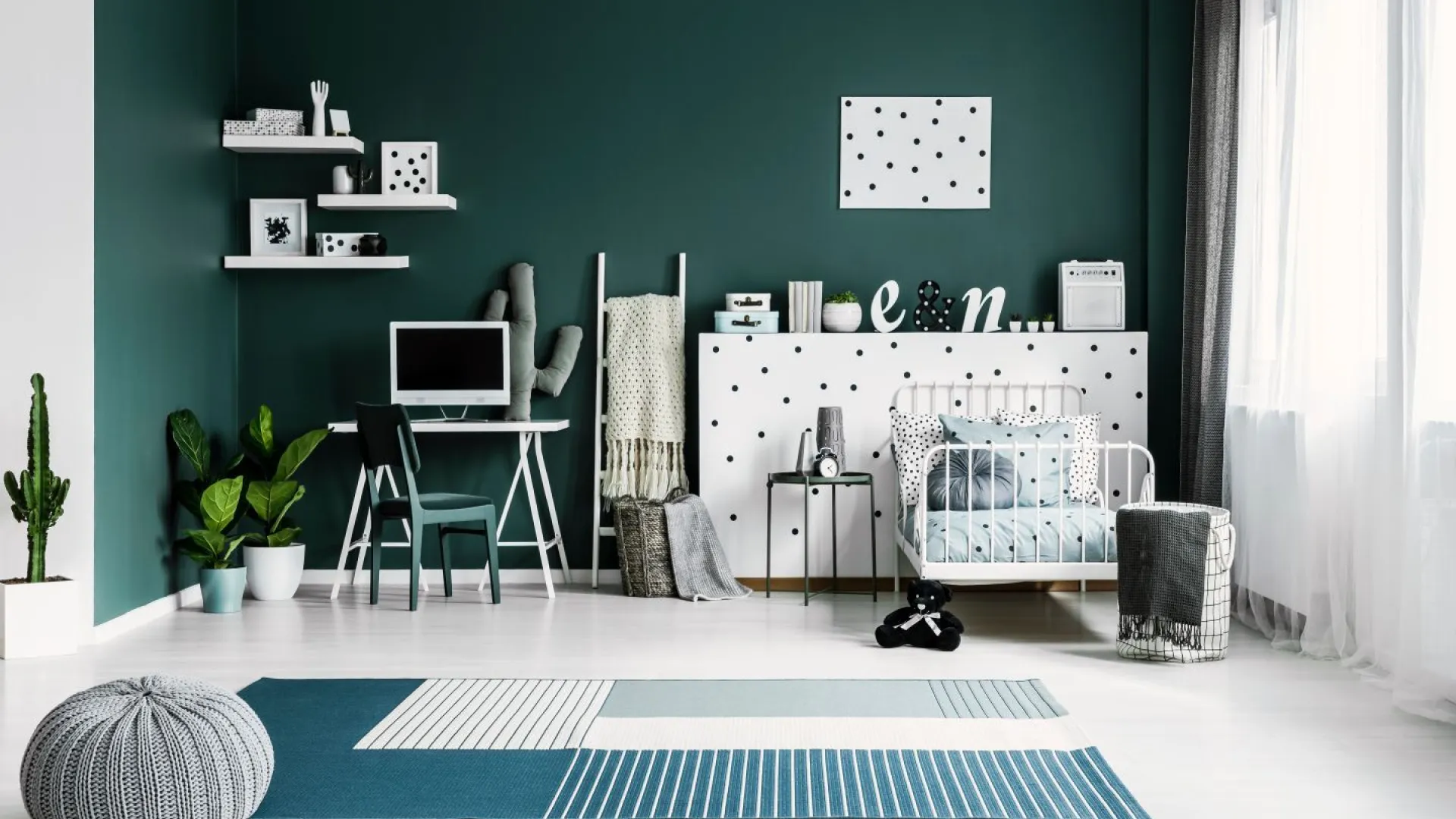 Inspiracja pokoju dziecięcego w zielonych kolorach