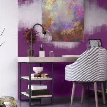 Ściany w miejscu pracy pomalowane odcieniami Burgundy i Misty Violet Końcówka Kolekcji z kolekcji Beckers Designer Colour