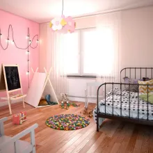 Sypialnia w kolorach różu dla dziewczynki