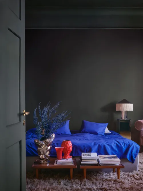 bedroom in dark colour